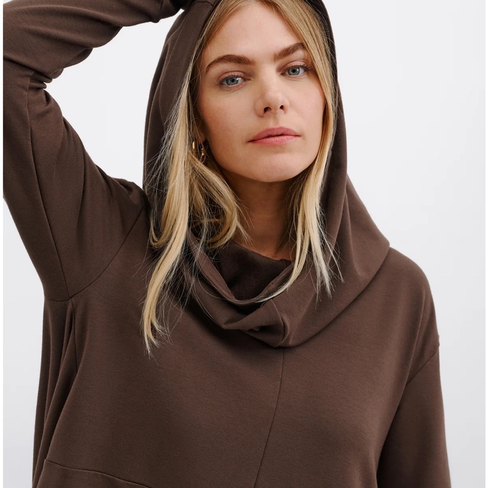 Marcella Brown Hooded Cowl neck Women's Sweater